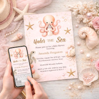 Pink under the sea ocean animals girl Baby Shower