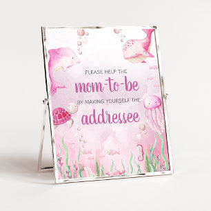 Pink Under the Sea Shower Envelope Station Sign