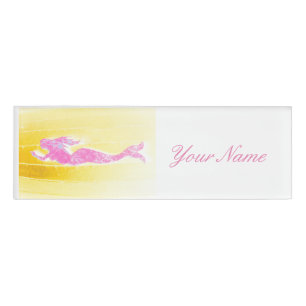 pink underwater mermaid swimming name tag