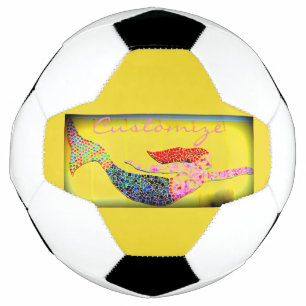 pink underwater  mosaic mermaid soccer ball