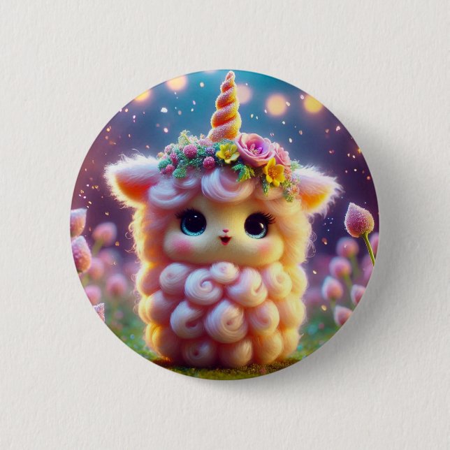 Pink Unicorn 6 Cm Round Badge (Front)