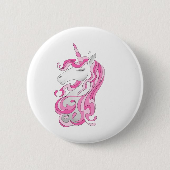 Pink Unicorn 6 Cm Round Badge (Front)