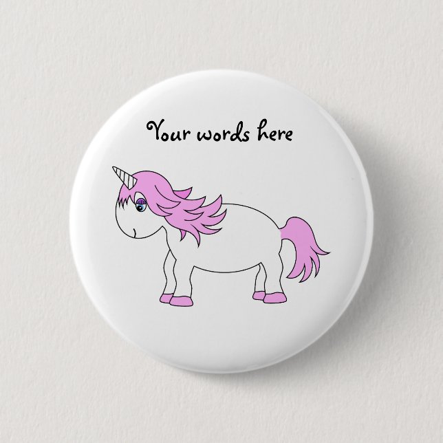 Pink unicorn 6 cm round badge (Front)