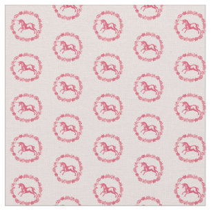 Pink unicorn and flowers fabric