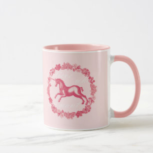 Pink unicorn and flowers mug