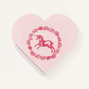 Pink unicorn and flowers notebook