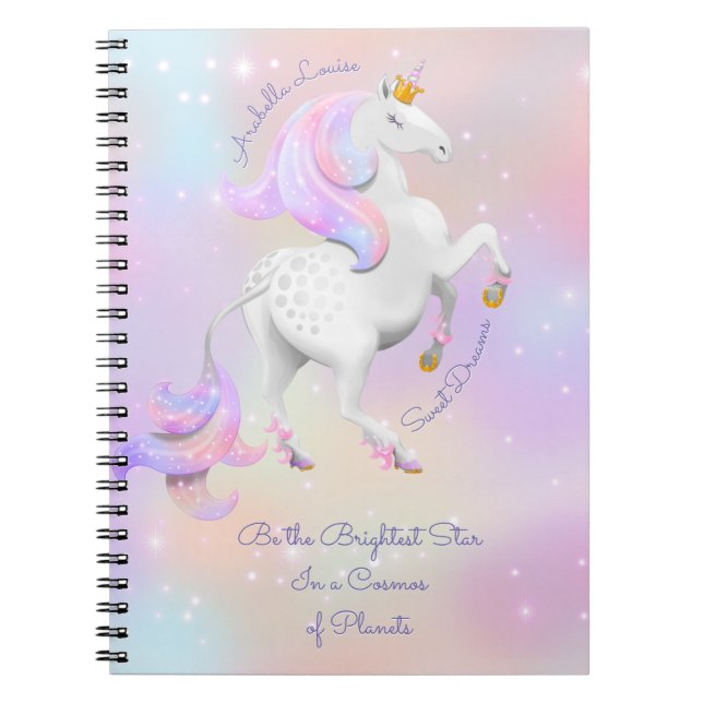 Pink Unicorn Baby Girl Spiral Photo Notebook (Front)