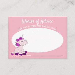 Pink Unicorn Baby Shower Advice Enclosure Card