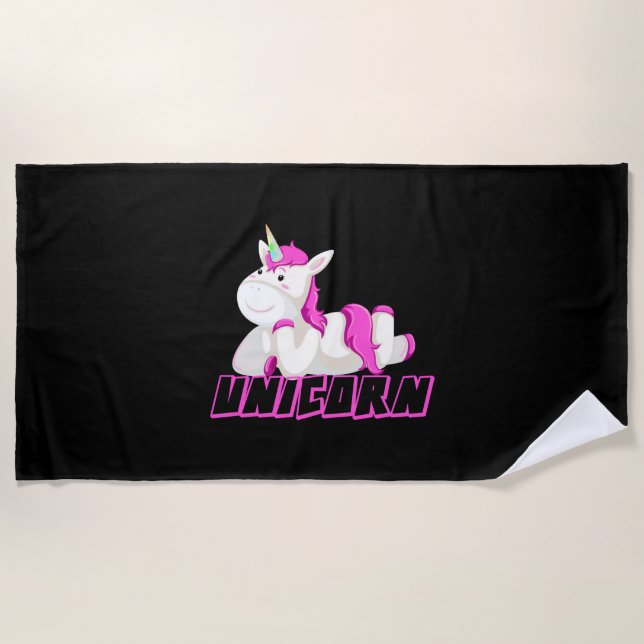 Pink UNICORN     Beach Towel (Front)