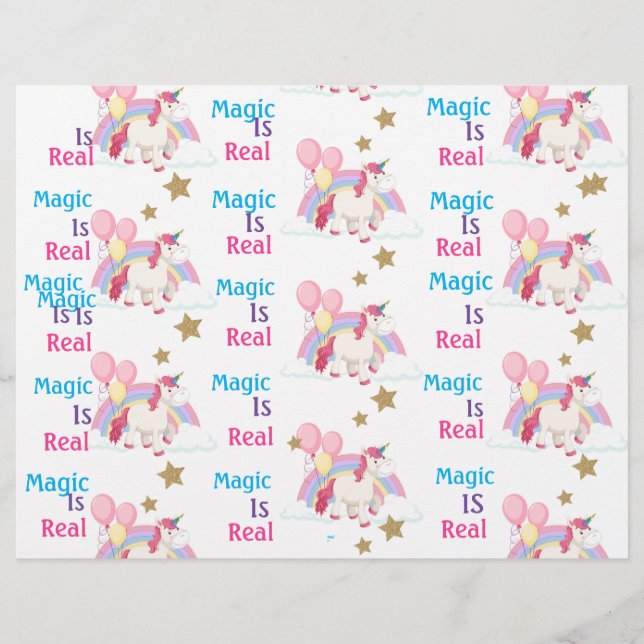 Pink Unicorn Birthday Party Scrapbook Paper (Front)