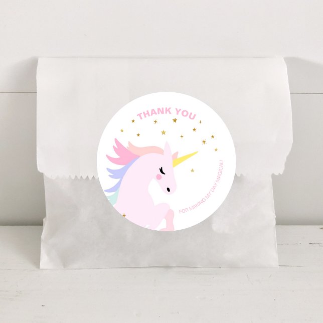 Pink Unicorn Birthday Thank you Stickers (Creator Uploaded)
