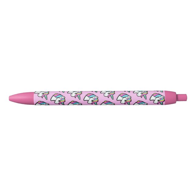 Pink Unicorn Black Ink Pen (Front)