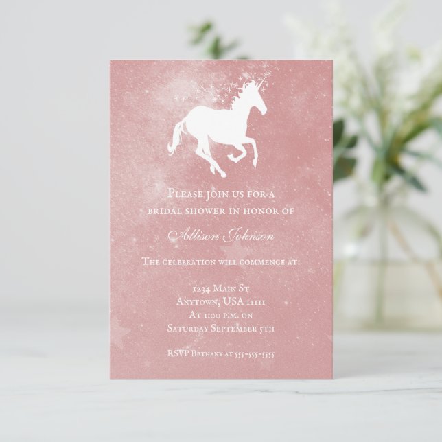 Pink Unicorn Bridal Shower Invite (Standing Front)