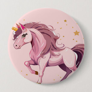 pink unicorn buttom 10 cm round badge