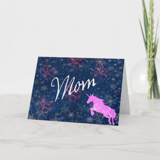 Pink Unicorn Card for Mum (Front)