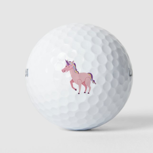 Pink unicorn cartoon golf balls (Front)