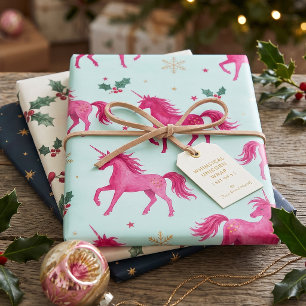 Pink Unicorn Christmas Wrapping Paper