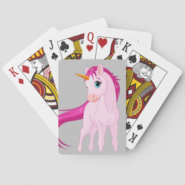 Pink Unicorn Classic Playing Cards (Back)