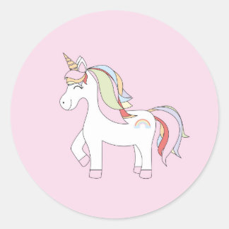 Pink Unicorn Classic Round Sticker