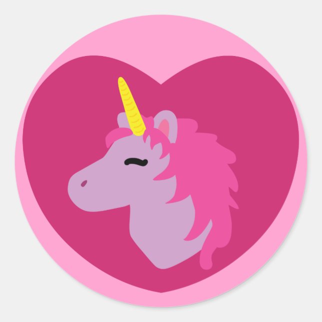 Pink Unicorn Classic Round Sticker (Front)