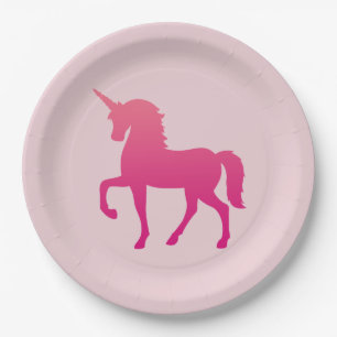 Pink  unicorn Custom Paper Plates 9 in