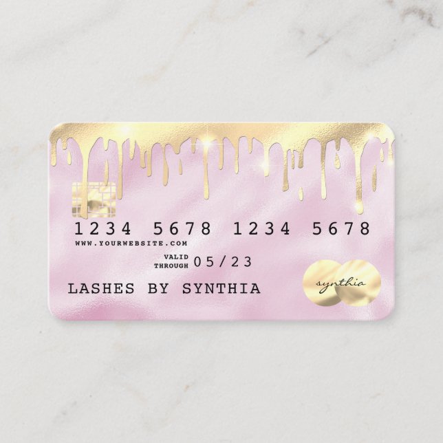 Pink Unicorn Dripping Credit Card Gold (Front)