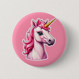 Pink Unicorn Fantasy 6 Cm Round Badge