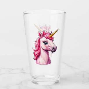 Pink Unicorn Fantasy Glass Cup