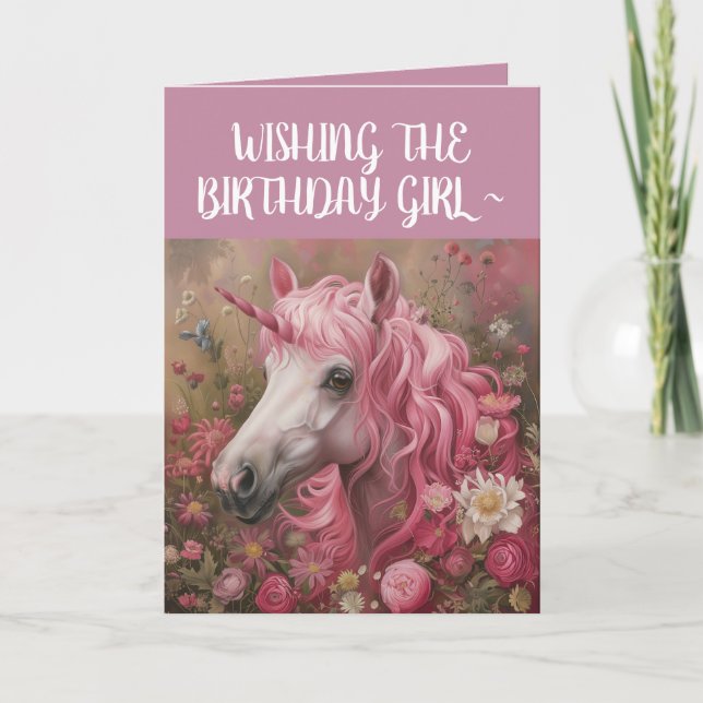 PINK UNICORN GIRL BIRTHDAY CARD (Front)