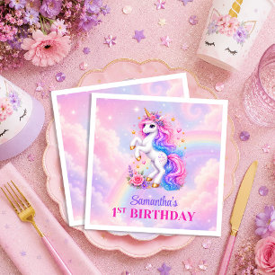 Pink Unicorn Girl Birthday Party Napkins Pack