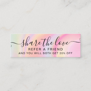 Pink unicorn girly rainbow marble referral card