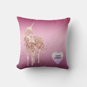 Pink Unicorn Heart Ombre Cushion
