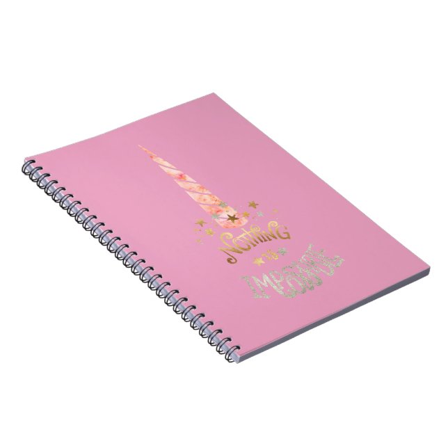 Pink Unicorn Inspirational quote Notebook (Right Side)