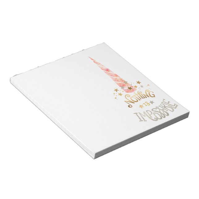 Pink Unicorn Inspirational quote Notepad (Angled)