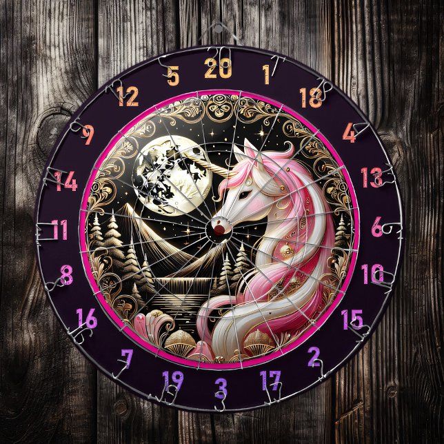 Pink Unicorn Inspires Elegance and Wonder Dartboard (Creator Uploaded)