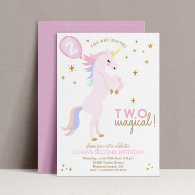 Pink Unicorn Invitation - TWO Magical  (Creator Uploaded)
