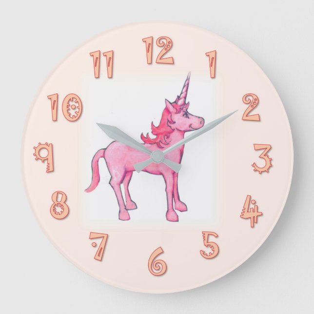 Pink Unicorn Large Clock (Front)