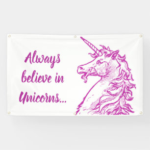 Pink Unicorn Magical Believe Quote or Your Text Banner