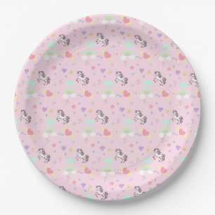 Pink unicorn magical princess girly birthday kids paper plate