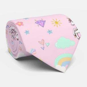 Pink unicorn magical princess girly birthday kids tie