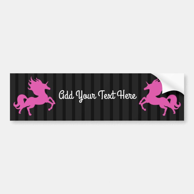 Pink Unicorn on Black Background (IPU) Bumper Sticker (Front)