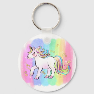  pink unicorn on rainbow background hoodie key ring