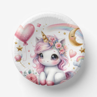 Pink Unicorn  Paper Plate