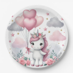 Pink Unicorn  Paper Plate