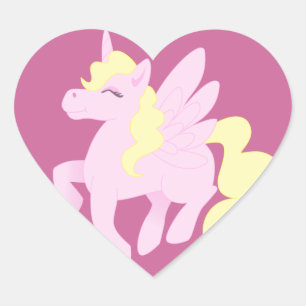 Pink Unicorn Pegasus Heart Sticker