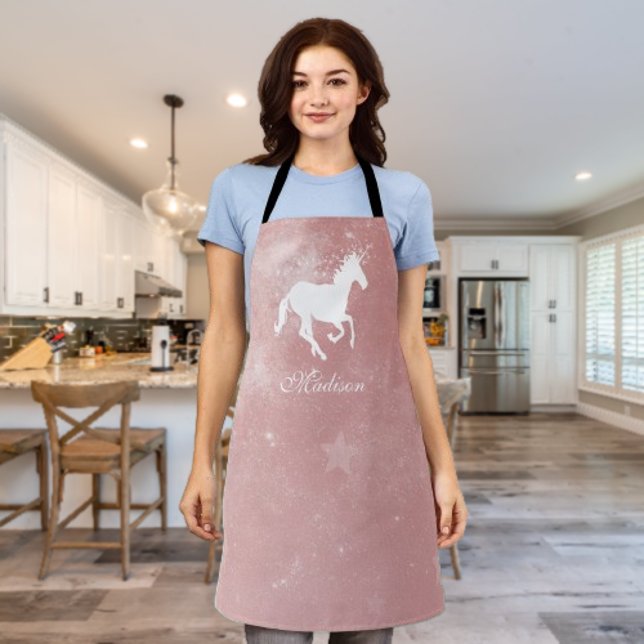 Pink Unicorn Personalised Apron (Pink Unicorn Personalized Apron)