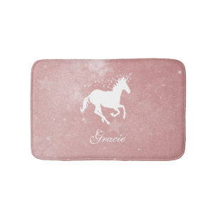 Pink Unicorn Personalised Bath Mat