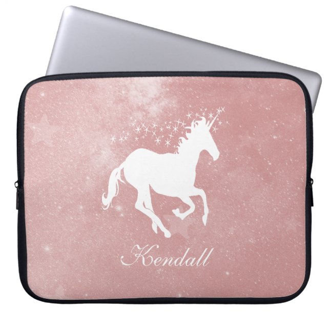 Pink Unicorn Personalised Laptop Sleeve (Front)