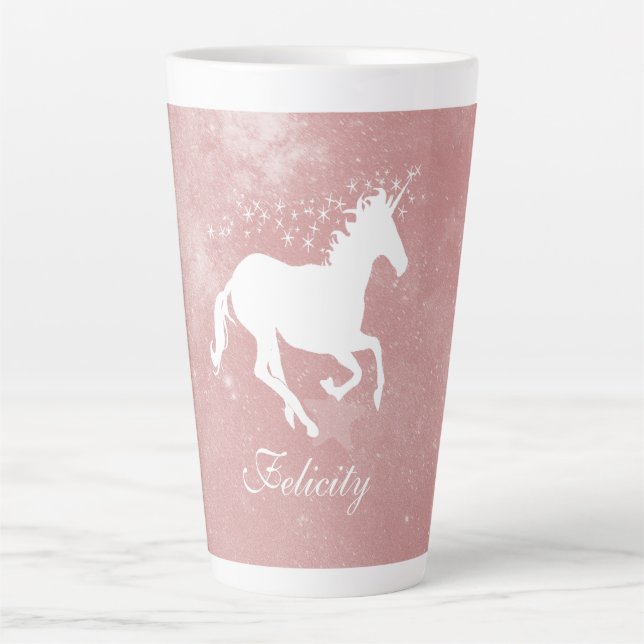 Pink Unicorn Personalised Latte Mug (Front)