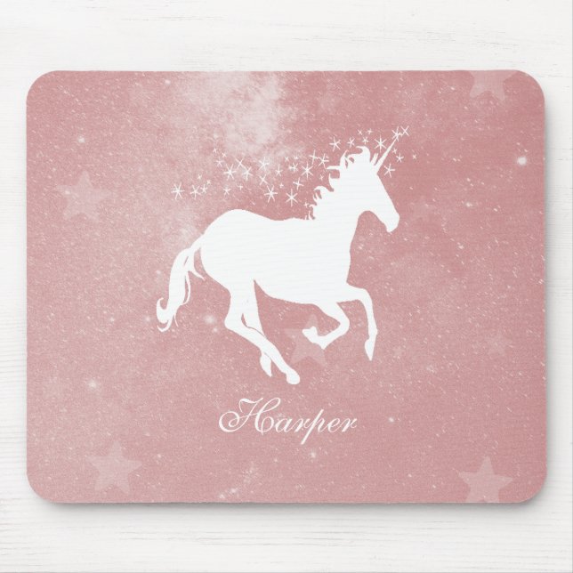 Pink Unicorn Personalised Mouse Pad (Front)